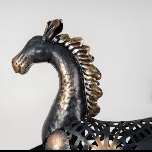 Metal Mania Turksh Runing Horse Figurine 40X50Cm in Black Colour