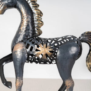 Metal Mania Turksh Runing Horse Figurine 40X50Cm in Black Colour