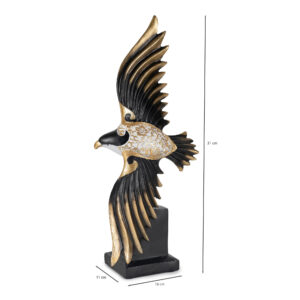 Miraya Polyresin Flying Bird, Hand Finished Figurine 38Cm in Black & Gold Colour