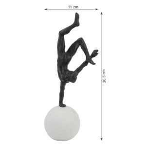 Willow Polyresin Man Balancing On Ball 30Cm in Black And White Colour