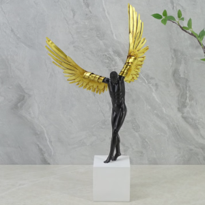 Willow Polyresin Angel With Wings 50Cm in Black & White Colour