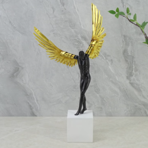 Willow Polyresin Angel With Wings 50Cm in Black & White Colour